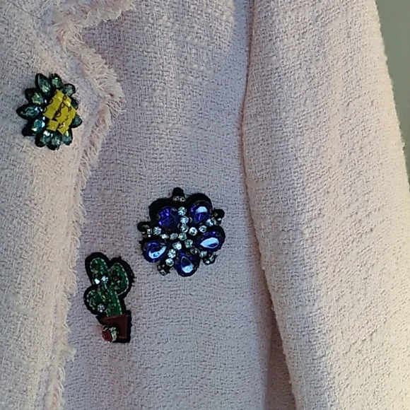 Zara Blush Pink Boucle Blazer Small - Picture 4 of 6